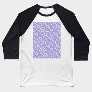 Wavy ditsy floral pattern in pastel blue and pink Baseball T-Shirt